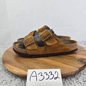 Birkenstock Arizona Soft Footbed Mink Brown Suede Double Strap Sandals Womens 38